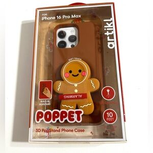 Artikl Poppet iPhone Case 16 Pro Max gingerbread man‎ stand NWT